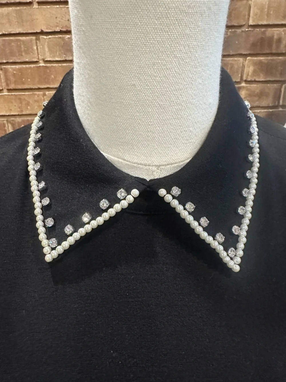 Kate Spade Pearl Rhinestone Embellished Collar Ponte Dress XS Chic